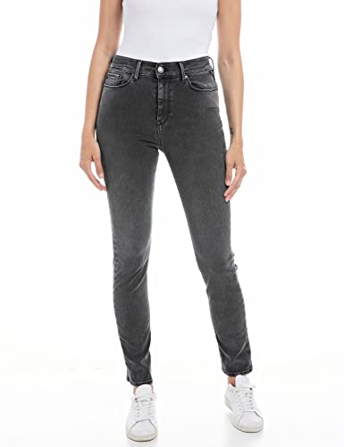 Replay Damen Jeans Mjla Slim-Fit Hyperflex mit Stretch, Grau (Dark Grey 097), W25 x L32 von Replay