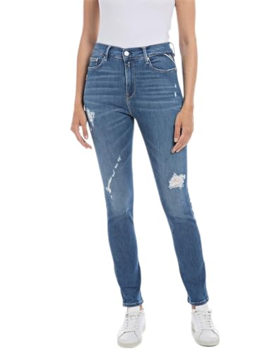 Replay Damen Jeans Mjla Slim-Fit mit Power Stretch, Blau (Medium Blue 009), W29 x L30 von Replay