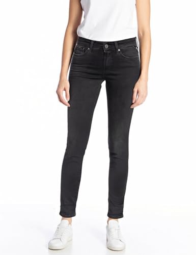 Replay Damen Jeans New Luz Skinny-Fit Hyperflex Cloud mit Stretch, Black 098 (Schwarz), 29W / 28L von Replay