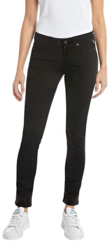 Replay Damen Jeans New Luz Skinny-Fit Hyperflex Forever Dark mit Stretch, Schwarz (Black 098), 31W / 28L von Replay