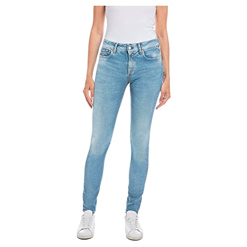 Replay Damen Jeans New Luz Skinny-Fit Hyperflex mit Stretch, Light Blue 010 (Blau), 26W / 28L von Replay