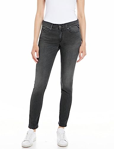 Replay Damen Jeans New Luz Skinny-Fit Hyperflex mit Stretch, Grau (Dark Grey 097), 30W / 30L von Replay