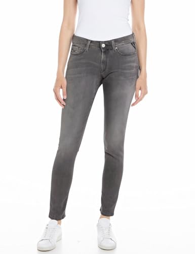 Replay Damen Jeans New Luz Skinny-Fit Hyperflex mit Stretch, Medium Grey 096 (Grau), 27W / 28L von Replay