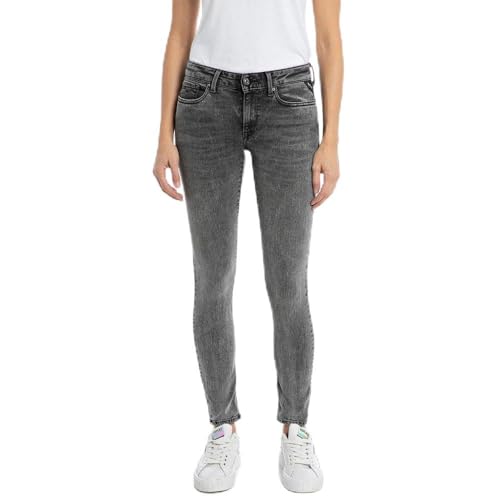 Replay Damen Jeans New Luz Skinny-Fit Hyperflex mit Stretch, Medium Grey 096-3 (Grau), 23W / 28L von Replay
