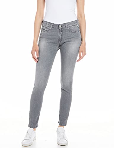 Replay Damen Jeans New Luz Skinny-Fit mit Power Stretch, Grau (Medium Grey 096), W24 x L30 von Replay