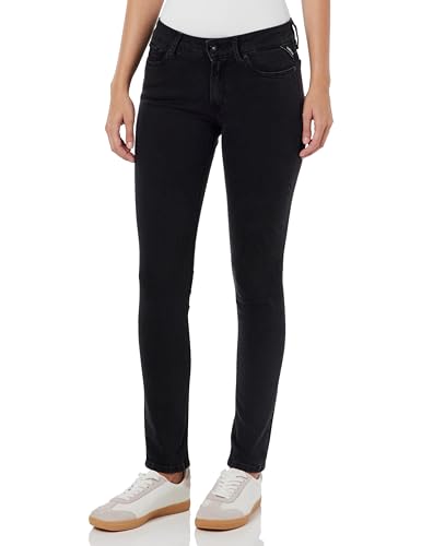 Replay Damen Jeans New Luz Skinny-Fit mit Comfort Stretch, Black 098-1 (Schwarz), 24W / 30L von Replay