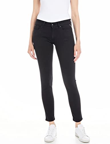 Replay Damen Jeans New Luz Skinny-Fit mit Power Stretch, Schwarz (Black 098), W24 x L32 von Replay