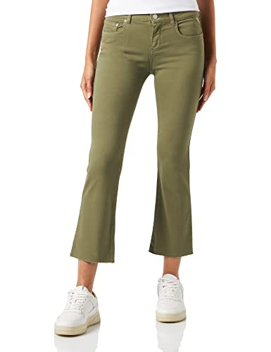 Replay Damen Jeans Schlaghose Faaby Flare Crop Comfort-Fit mit Power Stretch, Grün (Light Military 833), W30 von Replay