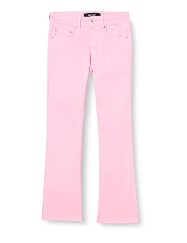 Replay Damen Jeans Schlaghose Faaby Flare Crop Flare-Fit, Light Rose 307 (Rosa), 31W von Replay