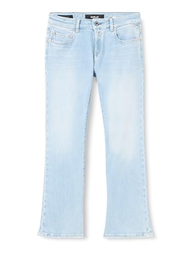 Replay Damen Jeans Schlaghose Faaby Flare Crop Flare-Fit mit Power Stretch, Blau (Light Blue 010), 24W von Replay