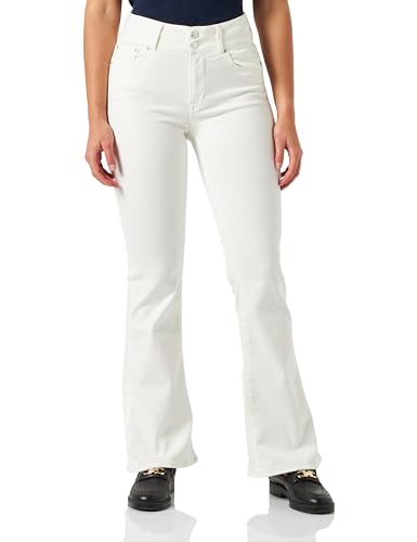 Replay Damen Jeans Schlaghose Newluz Flare Comfort-Fit mit Power Stretch, Weiß (Natural White 100), W30 x L34 von Replay