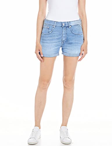 Replay Damen Jeans Shorts Anyta Baggy-Fit Bio, Light Blue 010 (Blau), 30W von Replay