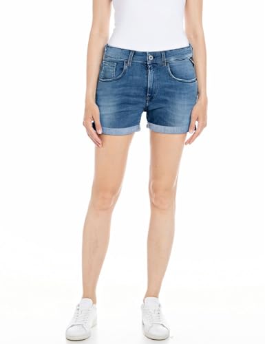 Replay Damen Jeans Shorts mit Power Stretch, Blau (Medium Blue 009), 25W von Replay