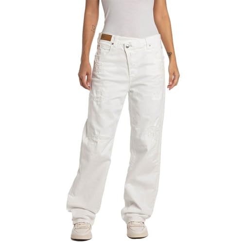 Replay Damen Jeans Zelmaa Tapered-Fit, White 001 (Weiß), 26W / 32L von Replay