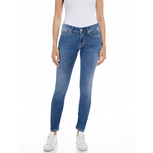 Replay Damen Jeans New Luz Skinny-Fit mit Power Stretch, Medium Blue 009-2 (Blau), 24W / 30L von Replay