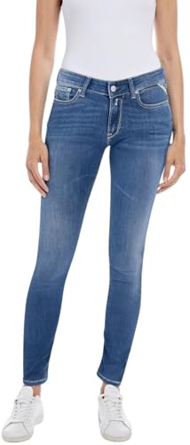 Replay Damen Jeans New Luz Skinny-Fit mit Power Stretch, Medium Blue 009-2 (Blau), 27W / 30L von Replay