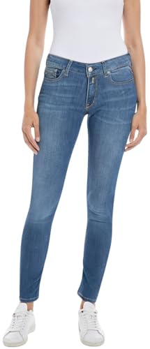 Replay Damen Jeans New Luz Skinny-Fit mit Power Stretch, Medium Blue 009-1 (Blau), 28W / 32L von Replay