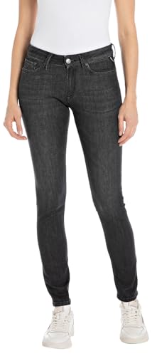 Replay Damen Jeans New Luz Skinny-Fit mit Power Stretch, Black Delavè 099 (Schwarz), 28W / 30L von Replay