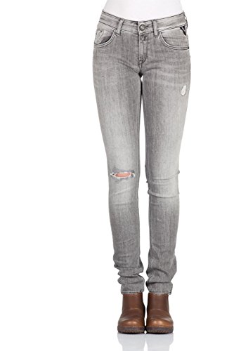 Replay Damen LUZ Back Zip Jeanshose, Grau (Grey Denim 10), 29W / 30L von Replay