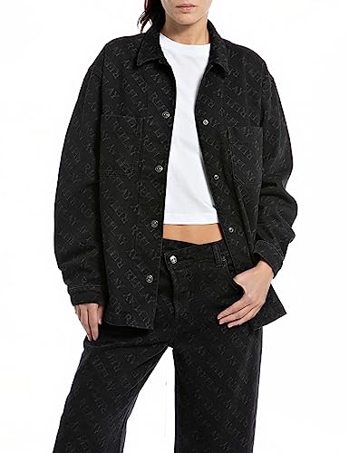 Replay Damen Jeansjacke Lang aus Comfort Denim, Black 098 (Schwarz), XXS von Replay