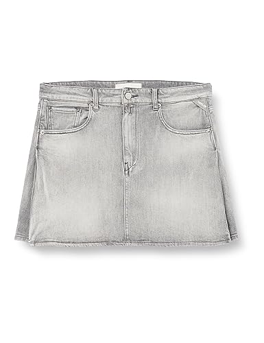 Replay Damen Jeansrock mit Stretch, Grau (Light Grey 095), 28W von Replay