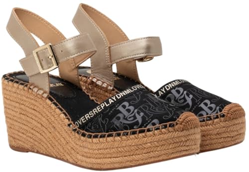 Replay Damen Keilabsatzschuhe mit Riemen, Schwarz (Black 003), 36 von Replay