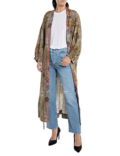 Replay Damen Kimono Lang All Over Print, Mehrfarbig (Multicolor 010), XS von Replay