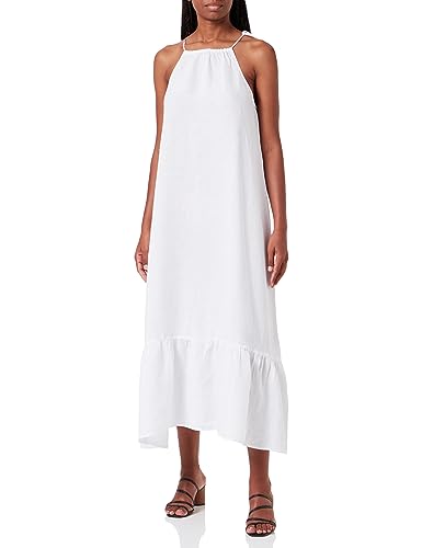 Replay Damen Kleid Kurzarm aus Leinen, Optical White 001 (Weiß), M von Replay