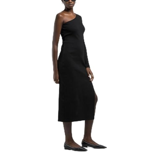 Replay Damen Kleid Langarm Asymmetrisch, Schwarz (Light Black 298), S von Replay