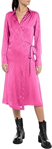 Replay Damen Kleid Langarm Tailliert, Fuxia 069 (Violett), S von Replay
