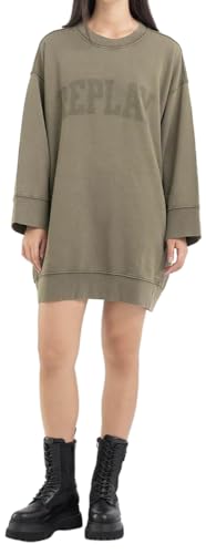 Replay Damen Hoodie Kleid ohne Kapuze, Dark Olive 234 (Grün), M von Replay