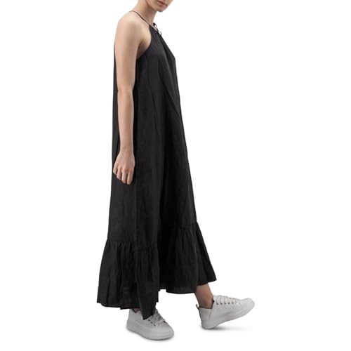 Replay Damen Kleid Kurzarm aus Leinen, Blackboard 099 (Schwarz), M von Replay
