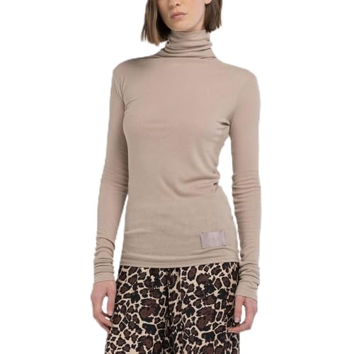 Replay Damen Langarmshirt mit Rollkragen, Grau (Light Taupe 803), L von Replay