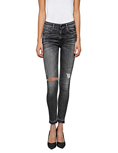 Replay Damen Luz High Waist Jeans, Grau (097 Dark Grey), 24W / 30L von Replay