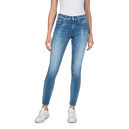 Replay Damen Jeans Luzien Skinny-Fit Hyperflex White Shades mit Stretch, Light Blue 010 (Blau), 25W / 30L von Replay