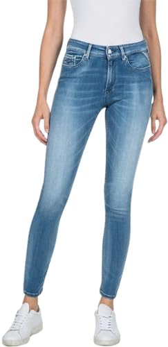 Replay Damen Jeans Luzien Skinny-Fit Hyperflex White Shades mit Stretch, Light Blue 010 (Blau), 26W / 32L von Replay