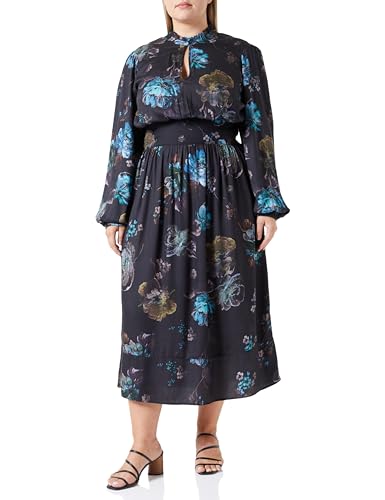 Replay Damen Maxikleid Langarm All Over Print, Dark Brown/Multicolor 010 (Mehrfarbig), XS von Replay