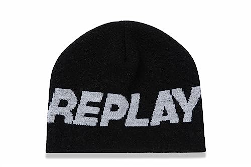 Replay Damen Mütze Wintermütze, Grey Melange + Black 1115 (Mehrfarbig), Onesize von Replay
