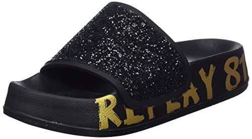 REPLAY Damen New Lotty Glitter Hausschuh, 003 Black, 36 EU von Replay