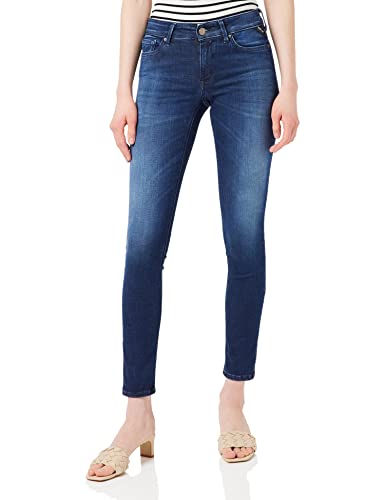 Replay Damen Jeans New Luz Skinny-Fit Hyperflex Hyper Cloud mit Stretch, Blau (Dark Blue 007), 24W / 30L von Replay