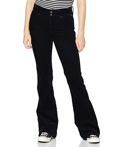 Replay Damen Newluz Flare Jeans, Schwarz (098 BLACK), 27W / 32L von Replay