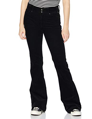 Replay Damen Newluz Flare Jeans, Schwarz (098 BLACK), 31W / 32L von Replay