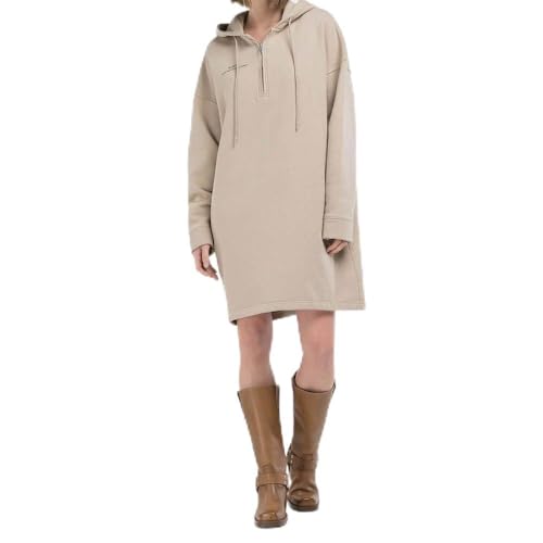Replay Damen Hoodie Kleid Oversized, Light Taupe 803 (Grau), M von Replay