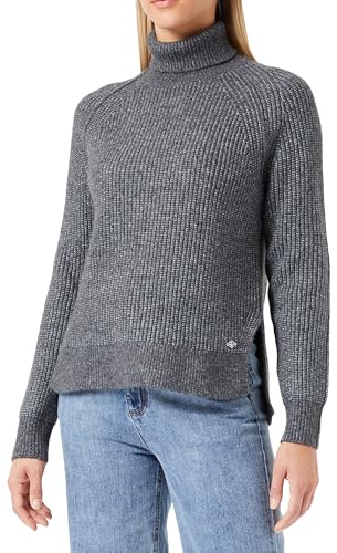 Replay Damen Pullover Rollkragenpullover Recyceltes Material, Grau (Dark Grey Melange M10), S von Replay