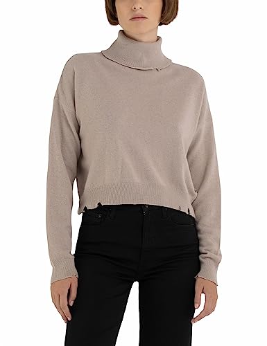 Replay Damen Pullover Rollkragenpullover Wolle, Coffee Cream 225 (Grau), XS von Replay