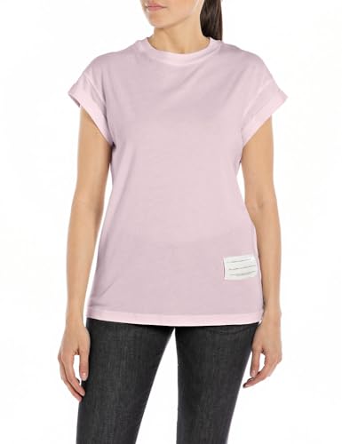 Replay Damen Regular fit T-Shirt Kurzarm Rose Label von Replay