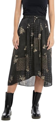 Replay Damen Rock Knielang All Over Print, Mehrfarbig (Dark Brown/Cream 020), XS von Replay