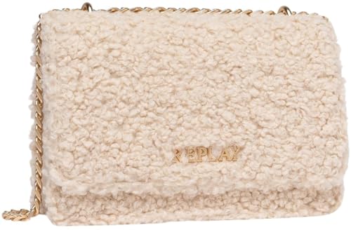 Replay Damen Schultertasche aus Kunstfell, Beige (Birch 0123), Onesize von Replay