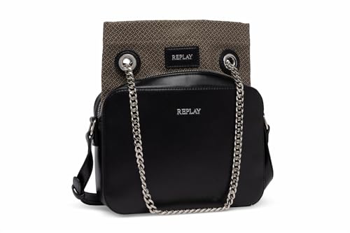 Replay Damen Schultertasche mit Ketten-Detail, Black 098 (Schwarz), Onesize von Replay