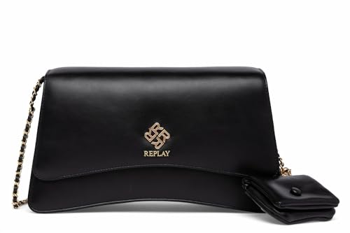 Replay Damen Schultertasche mit Ketten-Detail, Schwarz (Black 098), Onesize von Replay